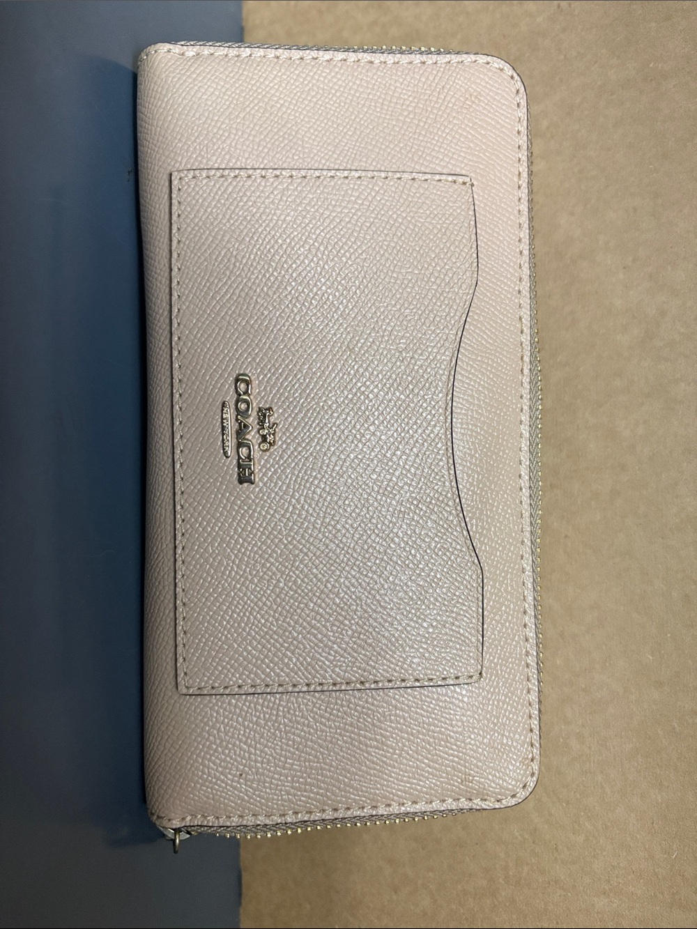Coach Blush Saffiano Zip Wallet with Exterior Card Pocket